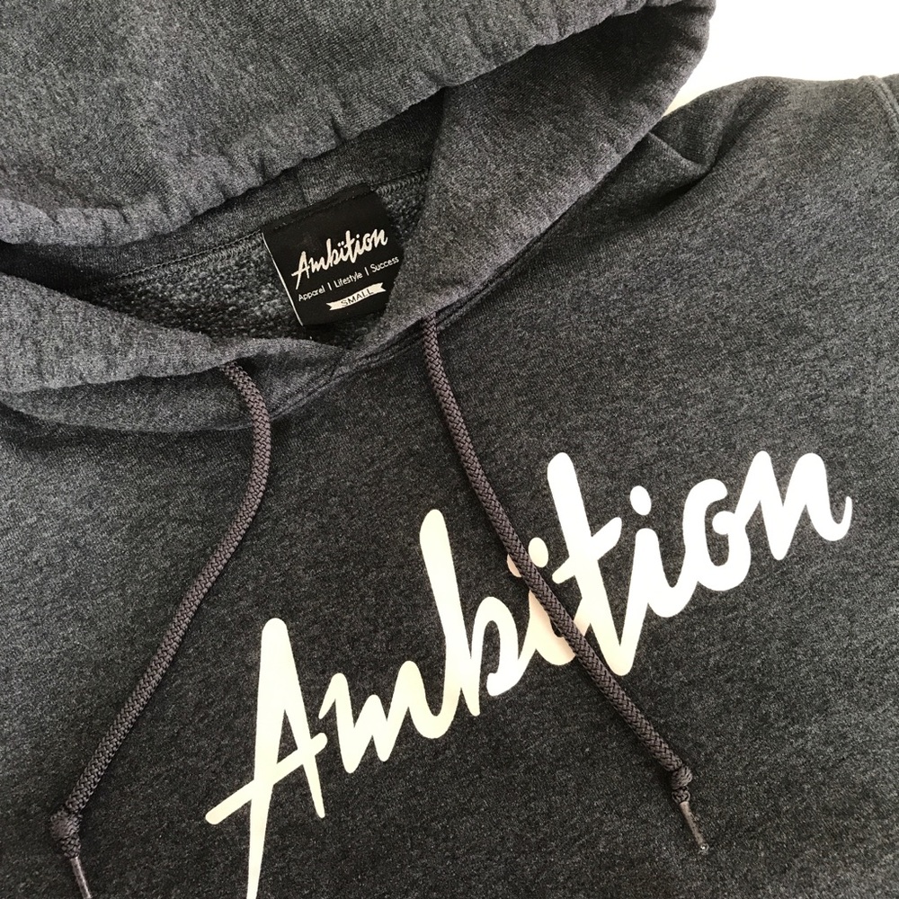 Ambition Apparel Dark Heather Grey & White Hoodie - Picture 4 of 4